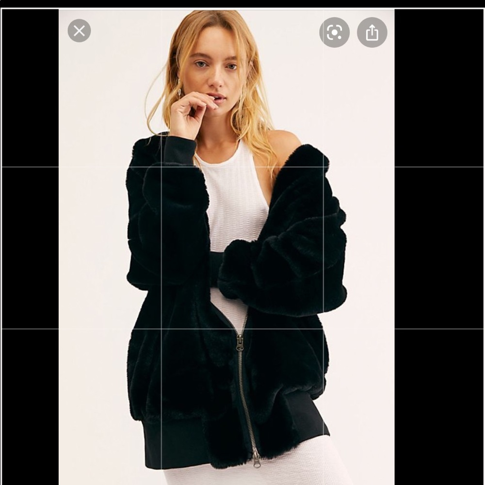 FP Turn Up Zip Up shearling hoodie coat jacket